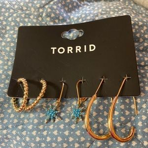 Torrid Gold Tone Celestial Hoop Earrings Set of 3!